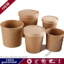 Disposable Container Kraft Paper Soup Cup Soup Bowl with Lid